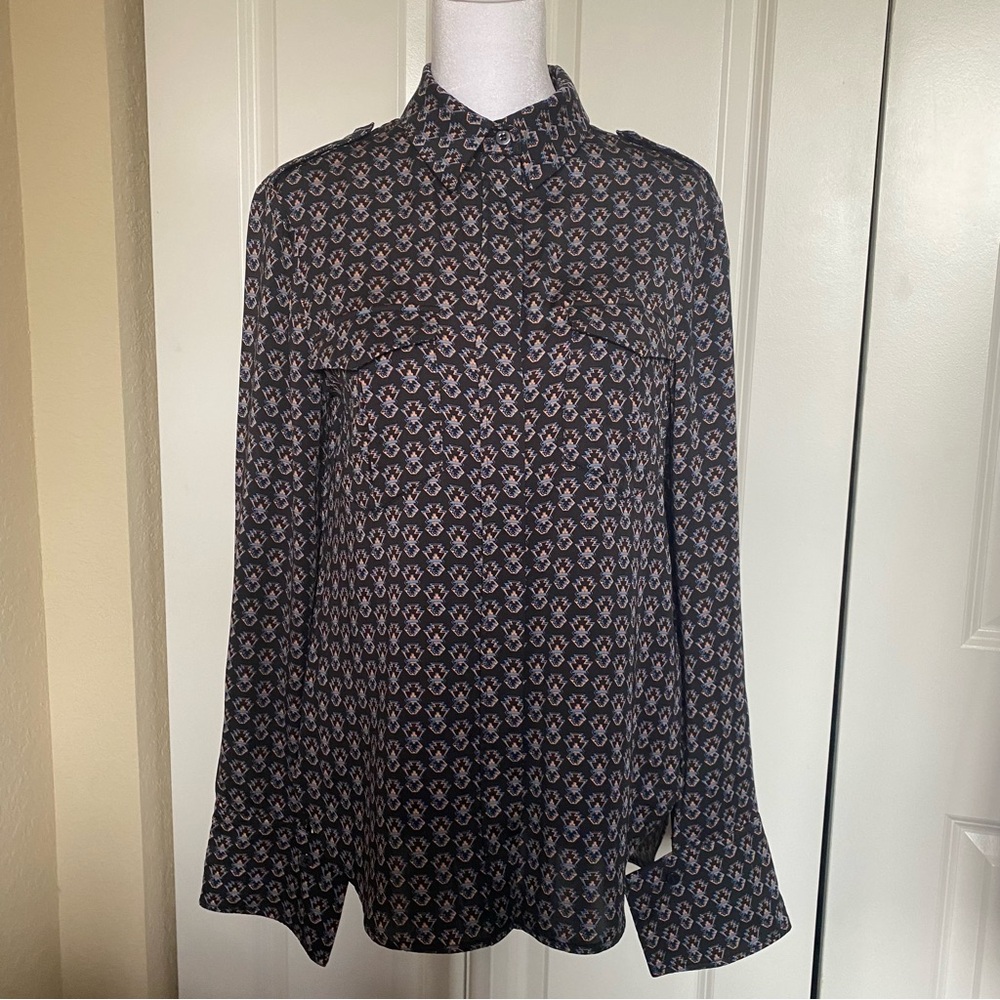 Reiss Lola Print Blouse Black Print Size 0 US - Picture 5 of 16